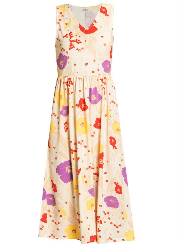 Outlet - Vestido Midi Decote V Floral Bege 8