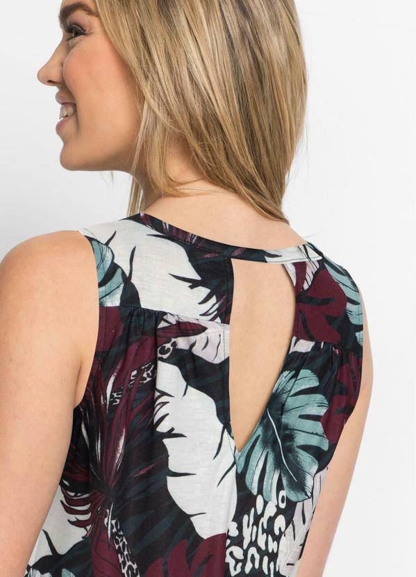 bonprix - Vestido Decote V Folhagem Roxo 4