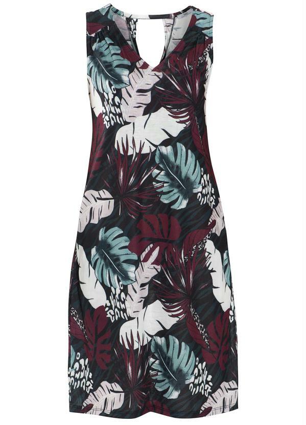 bonprix - Vestido Decote V Folhagem Roxo 7