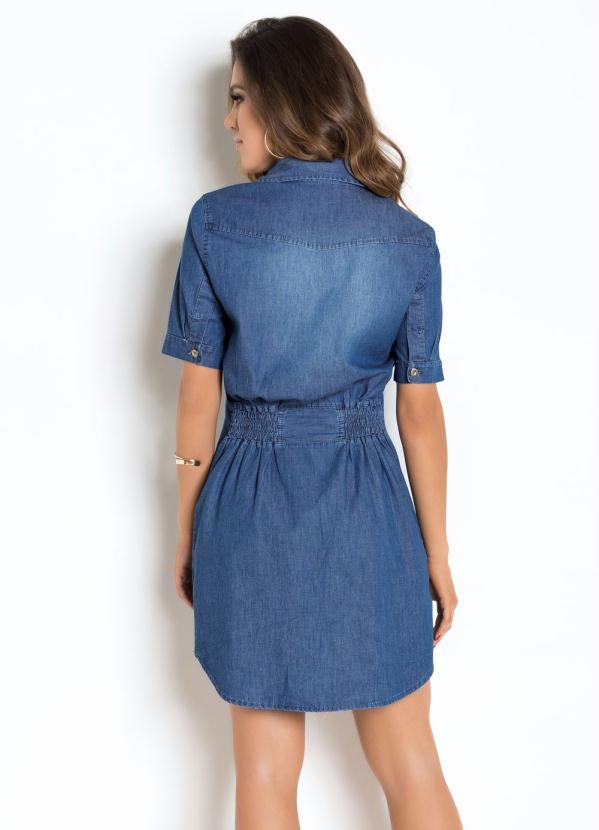 Multimarcas Vestido Chemise com Elastico Costas Jeans