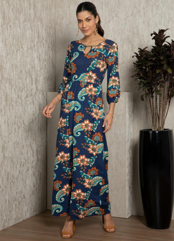 Quintess - Vestido Boho Marinho com Bolsos 4