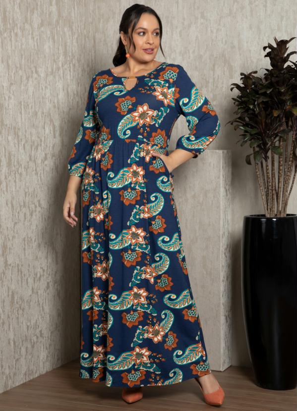 Quintess - Vestido Boho Marinho com Bolsos 3