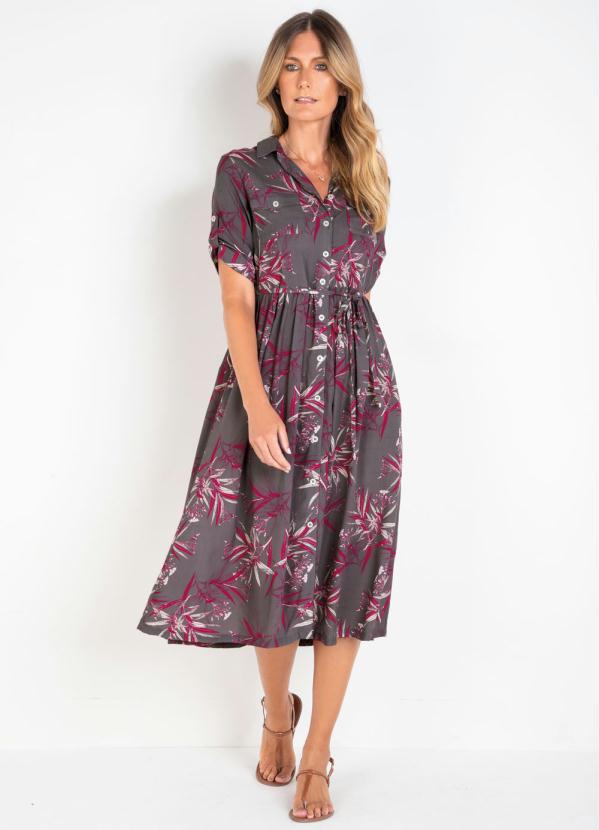 bonprix - Vestido Chemisier Cinza