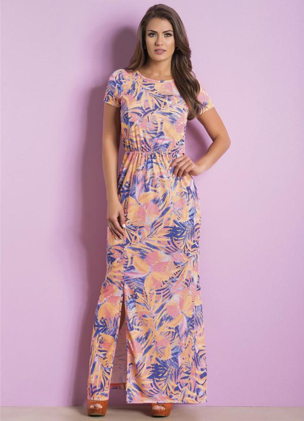 Rosalie - Vestido com Amarração Folhagem Moda Evangélica