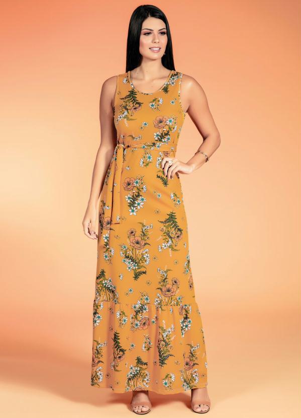 Rosalie - Vestido com Faixa Floral Moda Evangélica