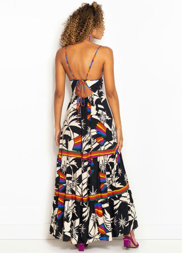 Farm - Vestido Cropped de Viscose Onda de Tucano Preto 2