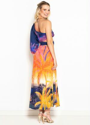 Farm - Vestido Cropped Sossego em Poliamida Estampado - FARM