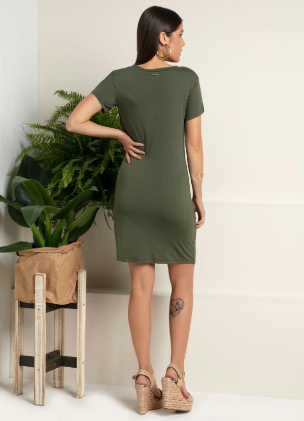 Quintess - Vestido Curto Verde Mangas Curtas com Franzido 4