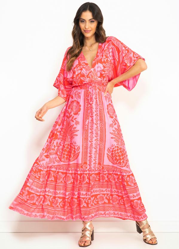 Farm - Vestido de Viscose Jardim Romance Rosa 3
