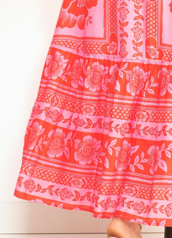 Farm - Vestido de Viscose Jardim Romance Rosa 4