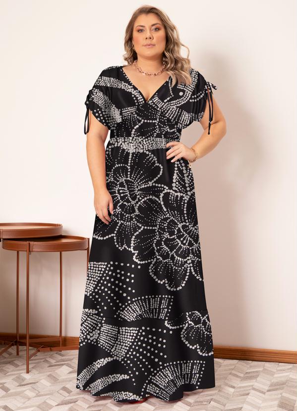 Quintess - Vestido Floral Pontilhado em Malha Fria 10