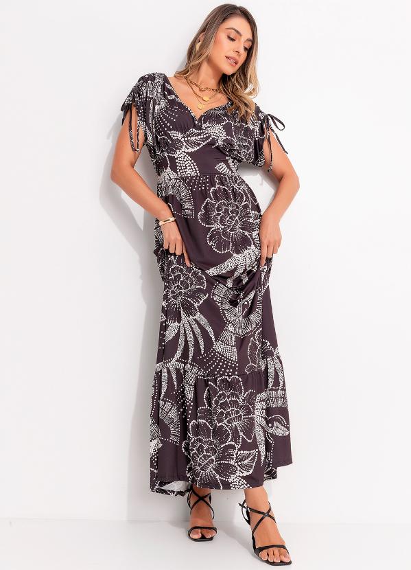 Quintess - Vestido Floral Pontilhado em Malha Fria 3