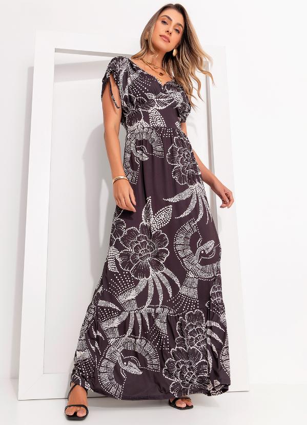 Quintess - Vestido Floral Pontilhado em Malha Fria 4