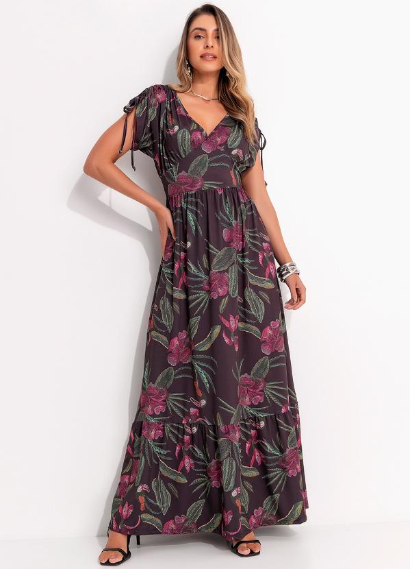 Quintess - Vestido Floral Rabisco em Malha Fria 3