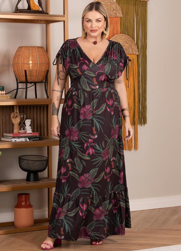 Quintess - Vestido Floral Rabisco em Malha Fria 6