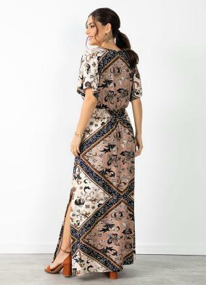 Quintess - Vestido Lenço Marinho em Viscose com Elastano - QUINTESS