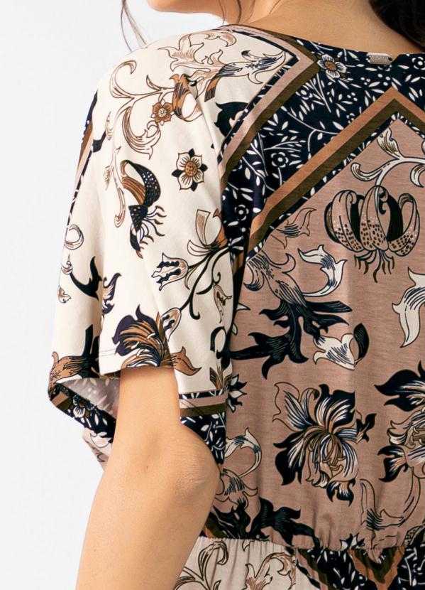 Quintess - Vestido Lenço Marinho em Viscose com Elastano