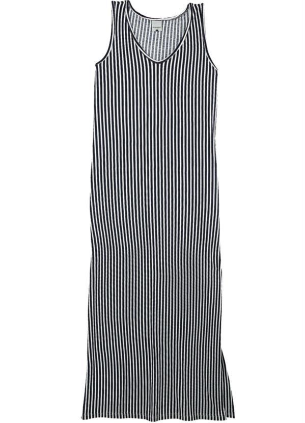 Malwee - Vestido Listra Vertical Longo Listrado em Viscolinho