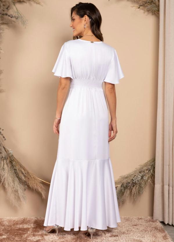 Quintess - Vestido Longo Branco com Babados 2