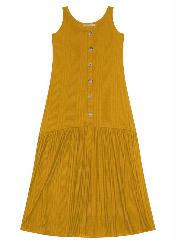 Endless - Vestido Longo Canelado Amarelo