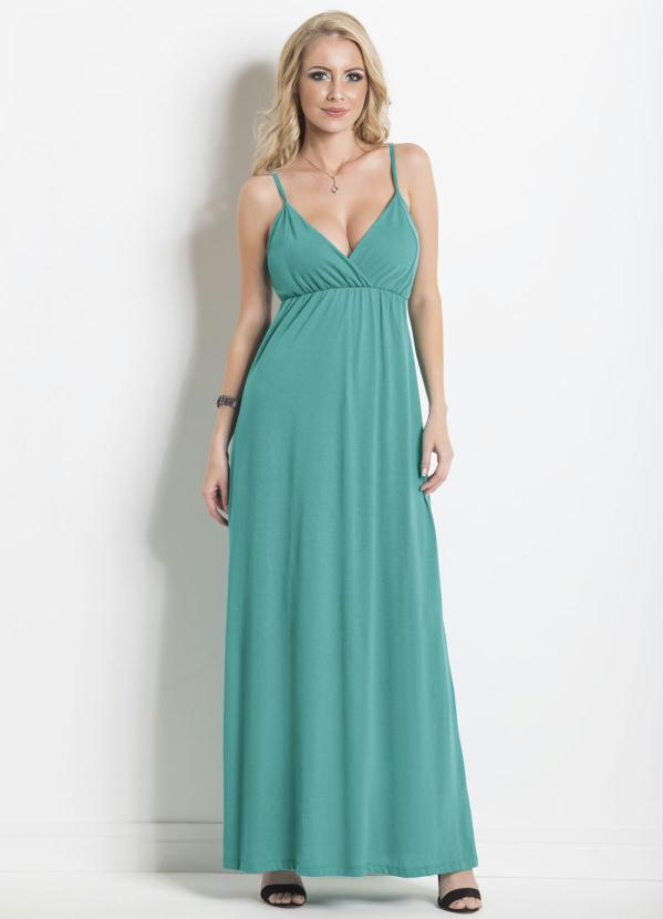 Moda Pop - Vestido Longo de Alças com Amarração Verde