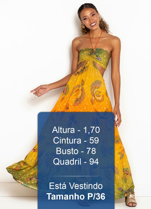 Farm - Vestido Longo de Viscose Arara Love Amarelo 5