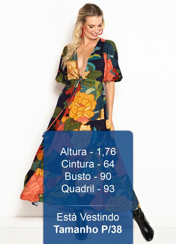 Farm - Vestido Longo de Viscose Tapeçaria Botânica Marinho 5