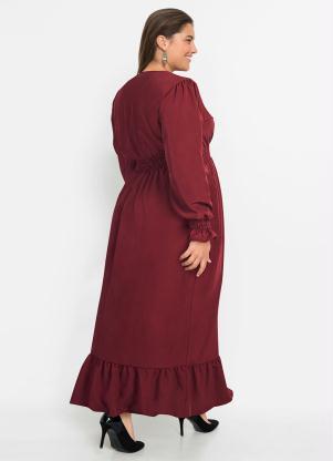 bonprix - Vestido Longo Decote Transpassado Rubro - BONPRIX