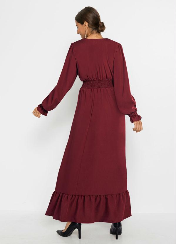 bonprix - Vestido Longo Decote Transpassado Rubro 8