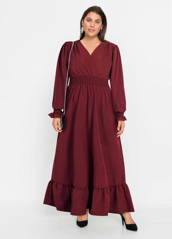 bonprix - Vestido Longo Decote Transpassado Rubro 5