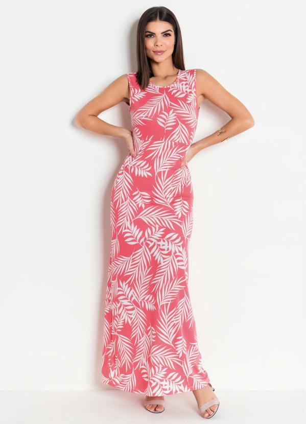 Rosalie - Vestido Longo Estampado Coral Moda Evangélica