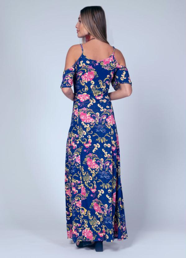 Quintess - Vestido Longo Floral Azul com Alças Reguláveis 2