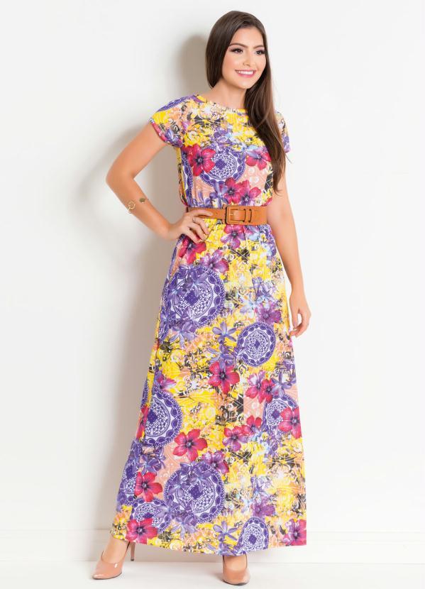 Rosalie - Vestido Longo Floral e Mandala Moda Evangélica