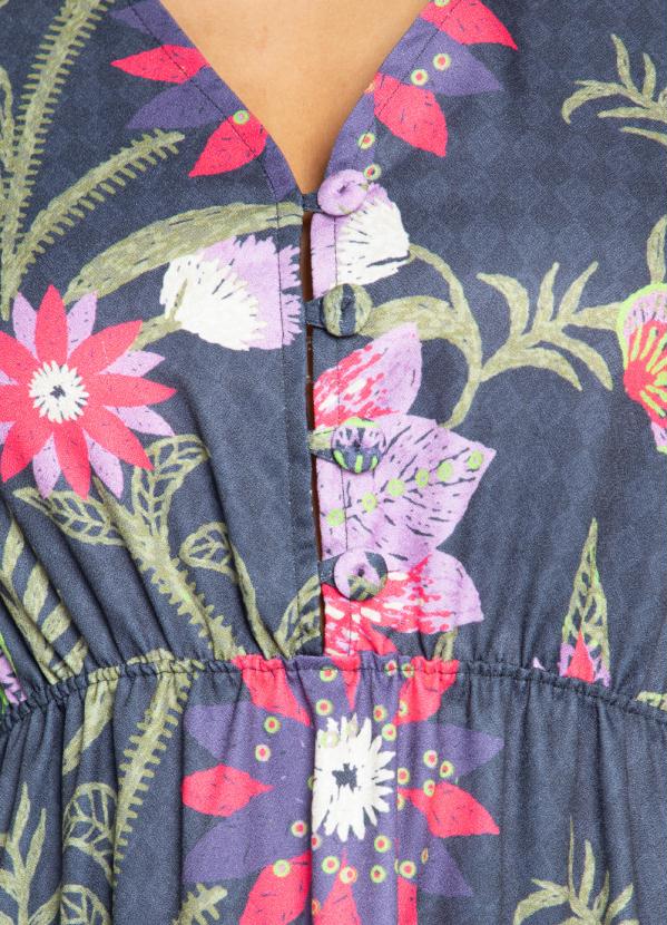 Quintess - Vestido Longo Floral Preto com Fenda na Barra 4