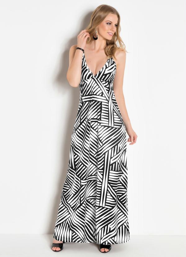 Moda Pop - Vestido Longo Fluído Abstrato 3