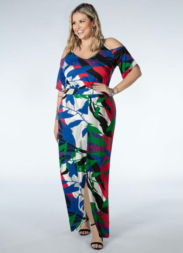 Quintess - Vestido Longo Folhagens com Fenda 3