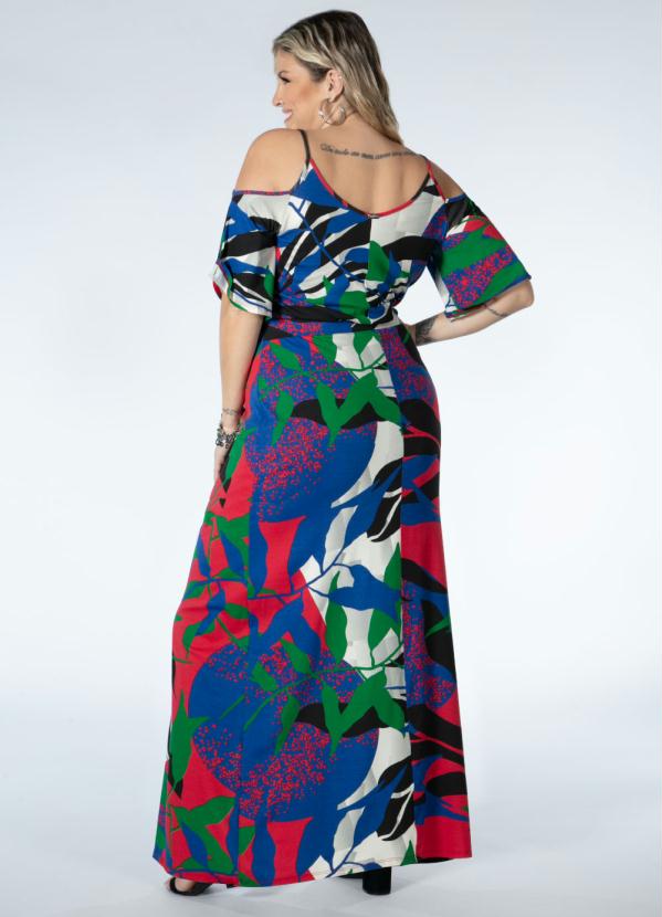 Quintess - Vestido Longo Folhagens com Fenda 4