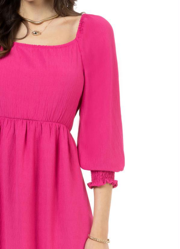 Miss Peck - Vestido Longo Manga Bufante Rosa 3