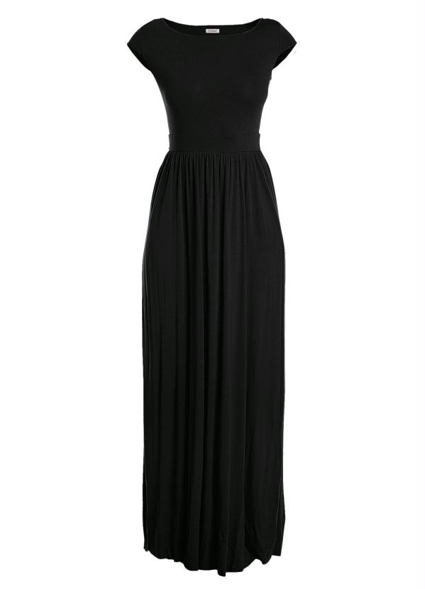 Quintess - Vestido Longo Preto com Manguinhas 5