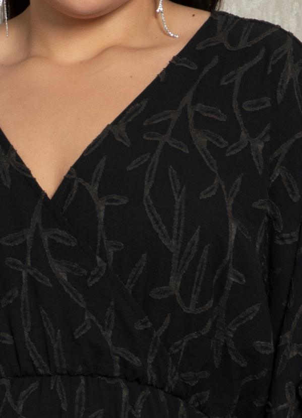 Quintess - Vestido Longo Preto em Tecido Plano Jacquard 7