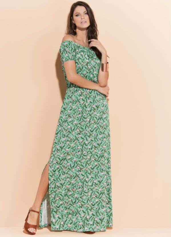 vestido longo floral ciganinha