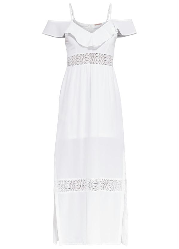 Quintess - Vestido Longo Quintess Renda Branco Ciganinha 4