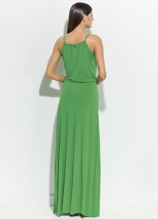 Quintess - Vestido Longo Quintess Verde Decote Trapézio 2