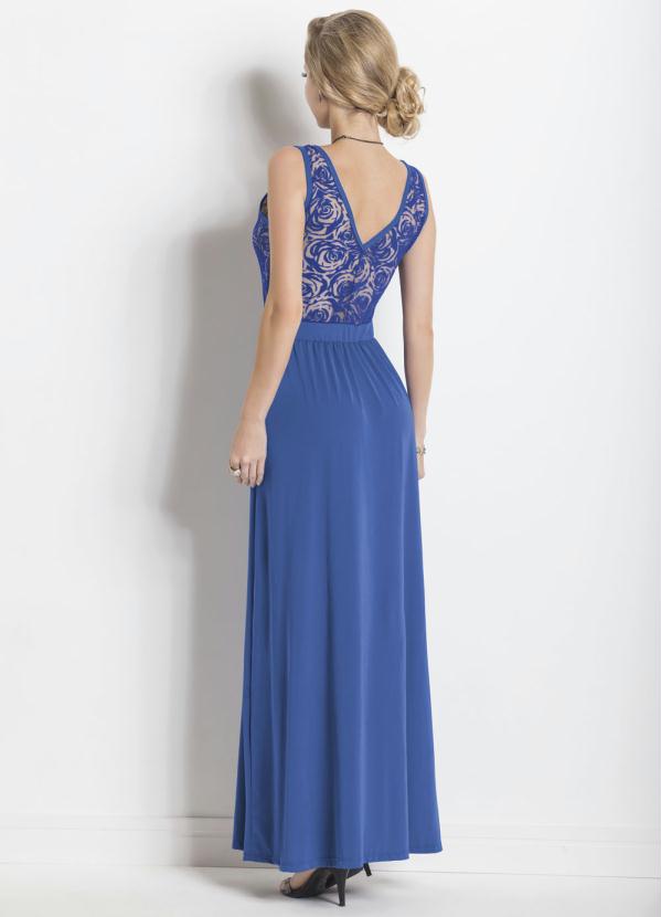 Janine - Vestido Longo Transparência Costas Azul 2