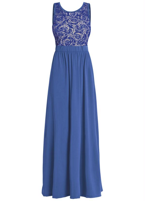 Janine - Vestido Longo Transparência Costas Azul 3