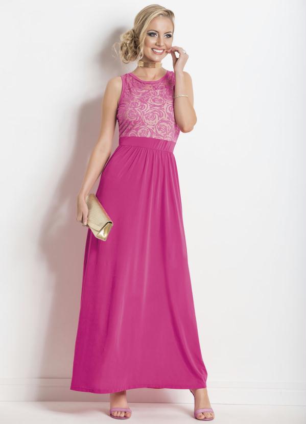 Janine - Vestido Longo Transparência Costas Pink 1