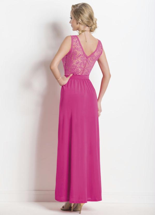 Janine - Vestido Longo Transparência Costas Pink 2