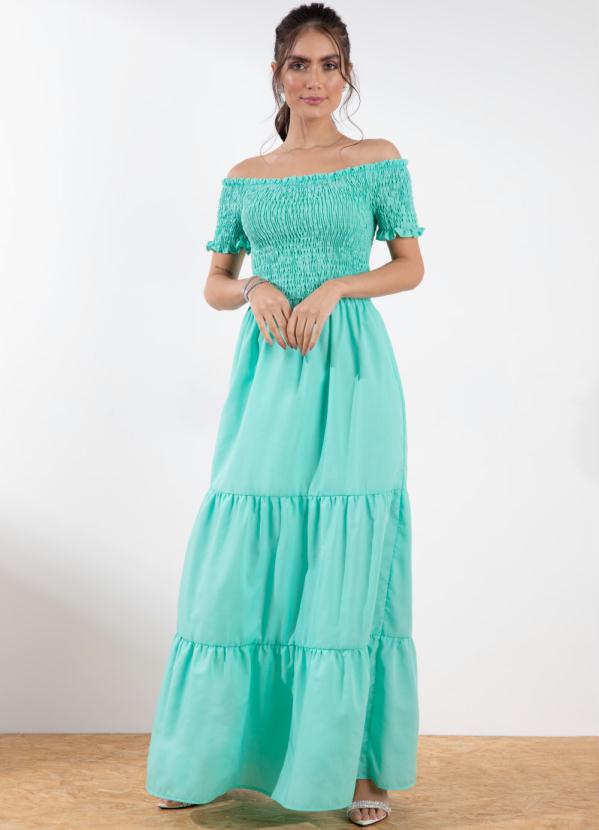 Outlet - Vestido Longo Verde com Camadas 5
