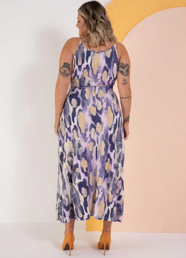 Quintess - Vestido Manchas Roxas Transpassado com Argola 4