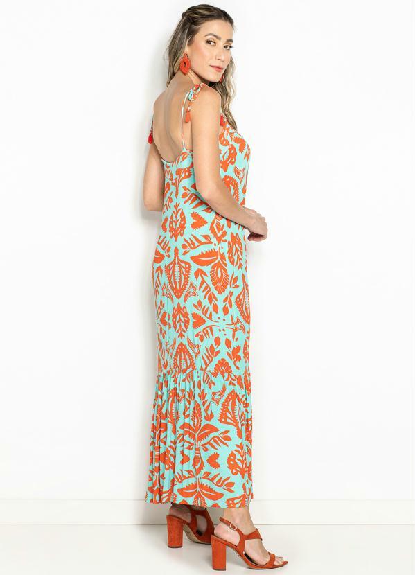 Maria Filó - Vestido Midi de Malha Estampa Maya Cancun Azul 2